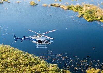 Helicopter charter flying over Okovango Delta